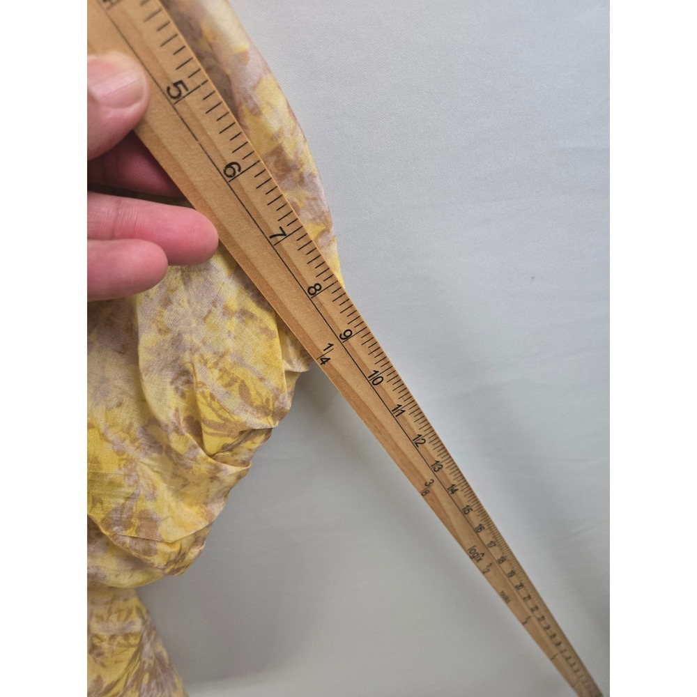 Melloday Yellow Floral V-Neck Blouse Top XL Cottegecore Boho Lagenlook Fairy - Picture 6 of 8